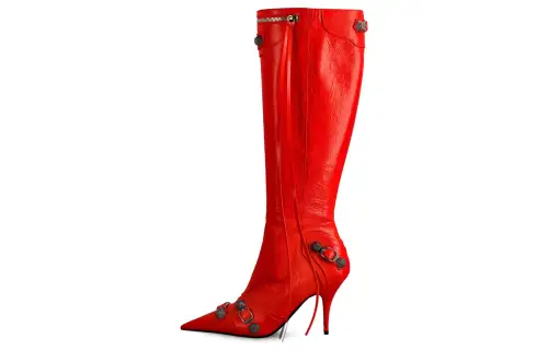 Balenciaga Cagole Leather Comfortable Knee high Boots 9cm Women's Red
