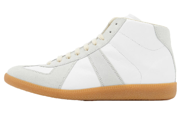 Maison Margiela Replica Cow Leather Mid top Stylish Skateboarding Shoes Men's White Gray