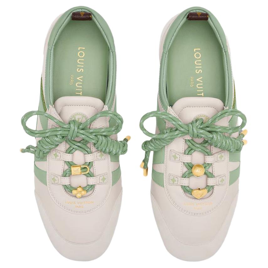 Женские кроссовки Louis Vuitton Sneakerina (зелено-белый) — фото 4