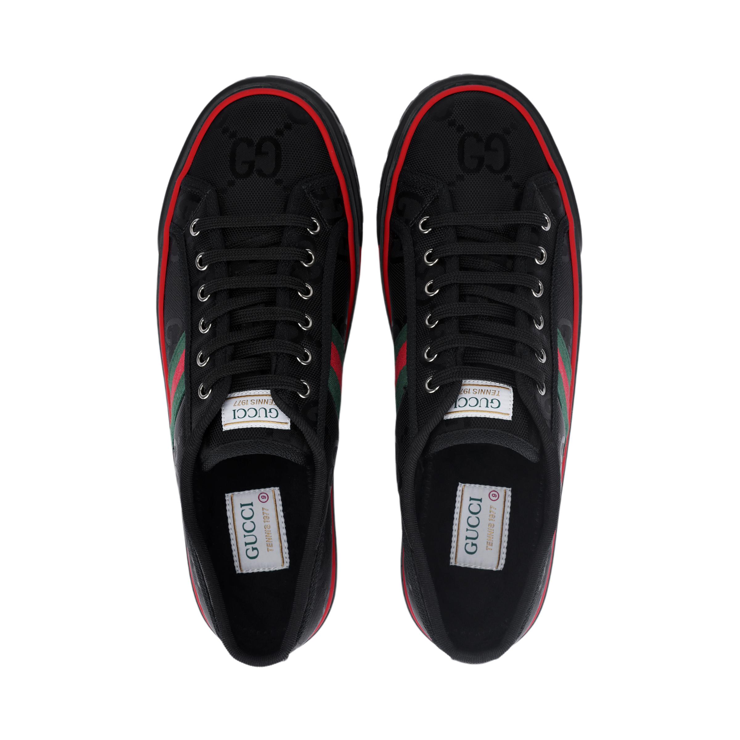 Мужские кеды Gucci Tennis 1977 (черно-красные) — фото 3