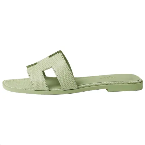 HERMES Oran Slide Slippers Women's Green