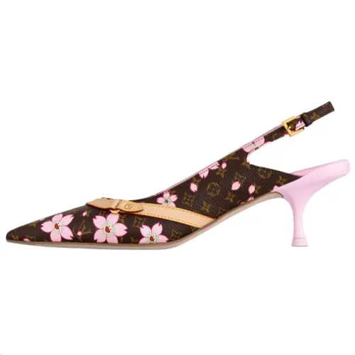 Takashi Murakami x LOUIS VUITTON 6AM Cherry Blossom Collection Slim Heel High Heels 5.5cm Women's Pink Brown