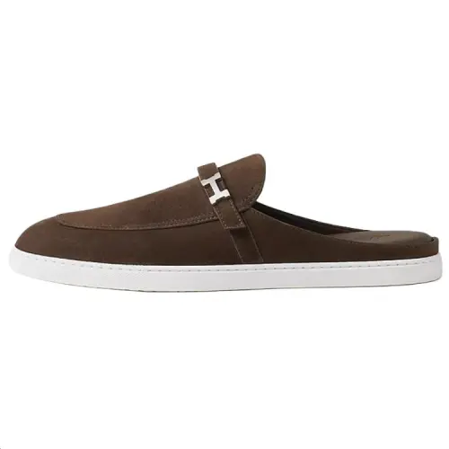 HERMES Likely Closed Toe Slippers Men's Brown