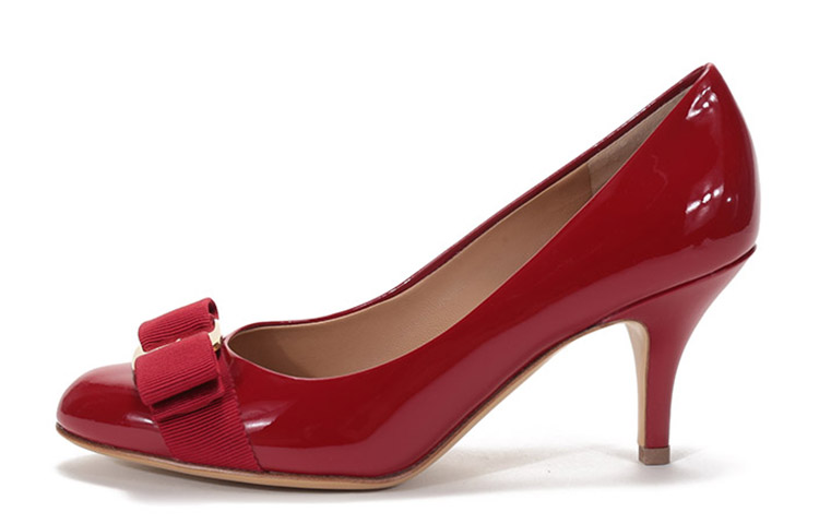 FERRAGAMO Vara Cow Leather, Patent Leather High Heels 7cm Women's Red