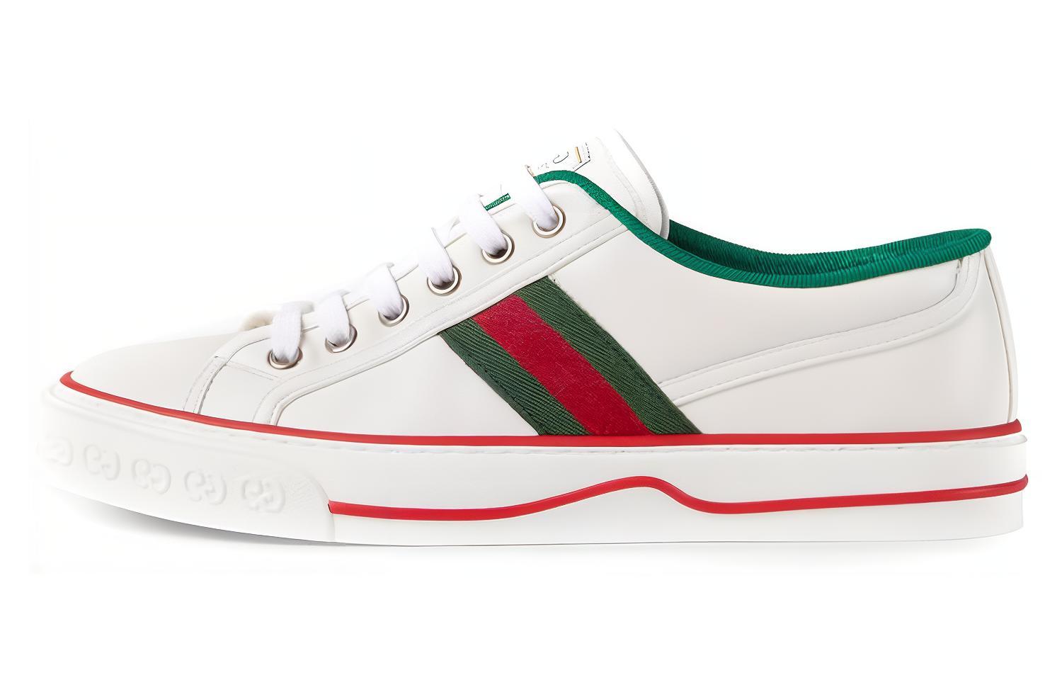 Женские кеды Gucci GUCCI Tennis 1977 (бело-зелено-красные)