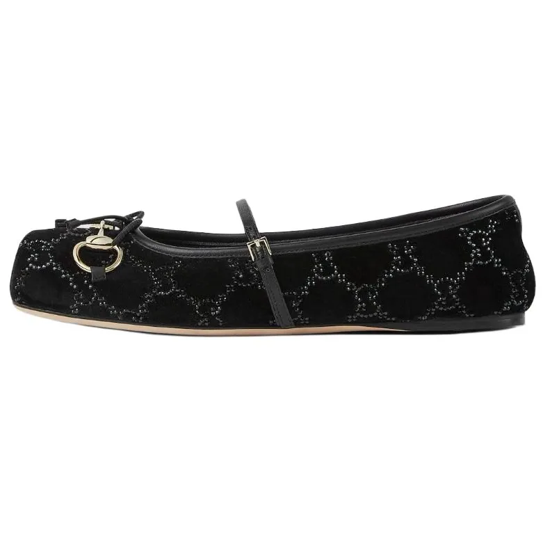 GUCCI Horsebit Flat Mary Jane Shoes Women's Black