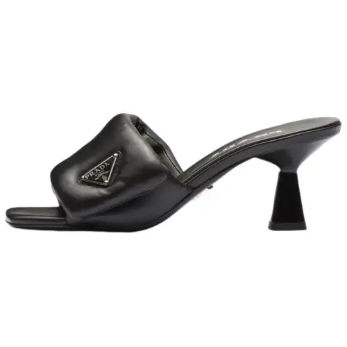 PRADA Soft Padded 65mm Sandals Black Nappa Leather Women's