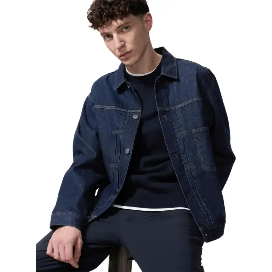 UNIQLO SS26 SS26 повседневная хлопковая джинсовая куртка с левым нагрудным карманом и мужским стилем