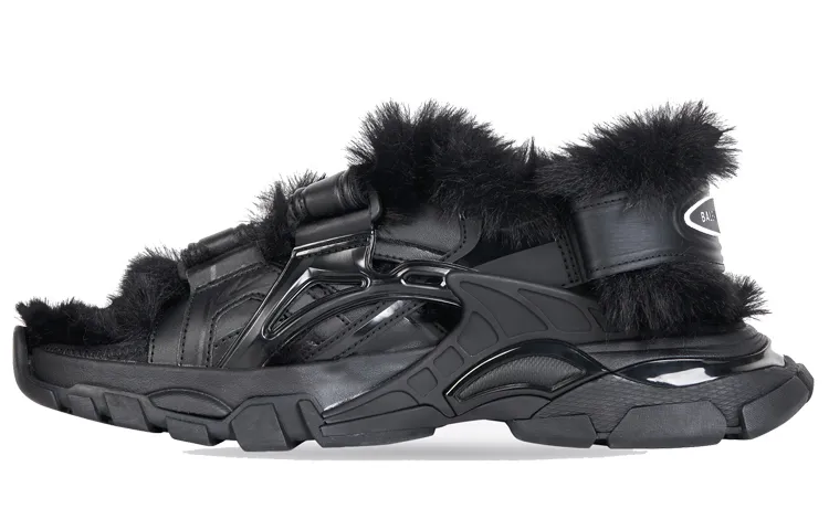 Balenciaga Track Sandal Fake Fur Black