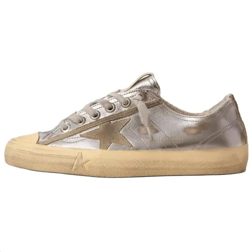 Golden Goose V Star Low top Skateboard Shoes Women's Silver Distressed