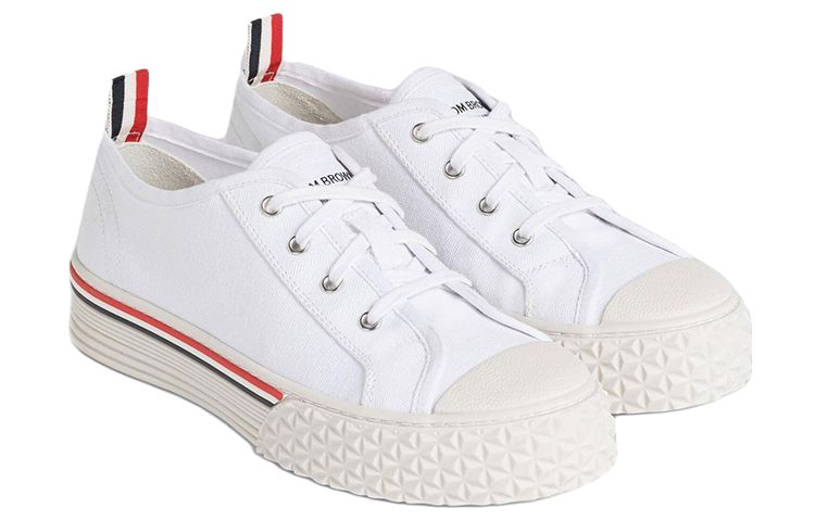 THOM BROWNE Stripe Trimmed Low Top Sneakers