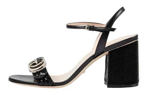 GUCCI Leather One Strap Sandals Women's Black