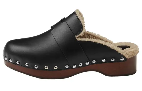 HERMES Calya Closed Toe Slippers Women's Black