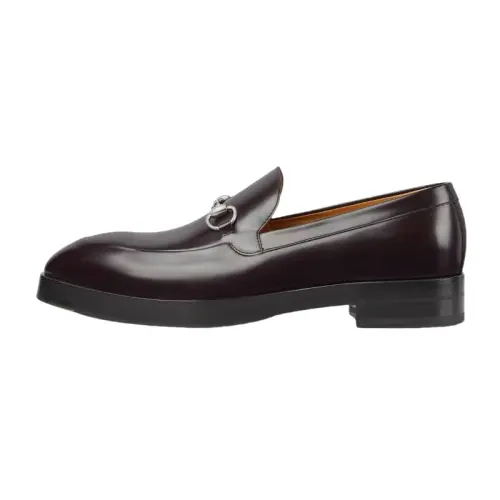 GUCCI Horsebit Leather Loafers Men's Dark Brown