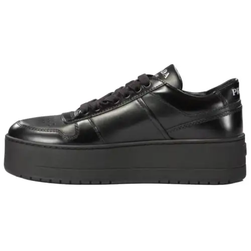 PRADA Downtown Leather Low top Skateboard Shoes Women's Black