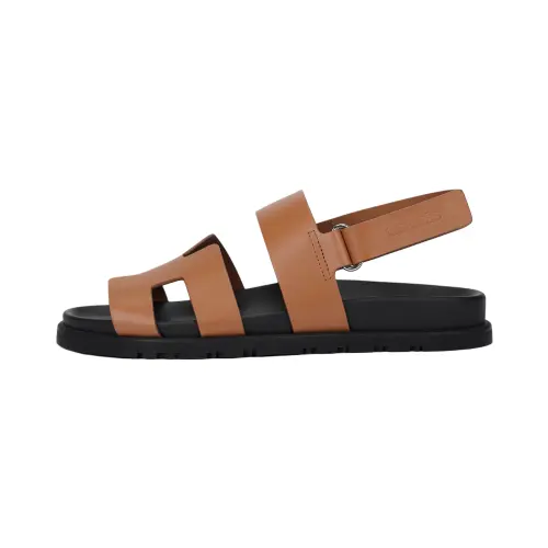 HERMES Genius One Strap Sandals Women's Brown
