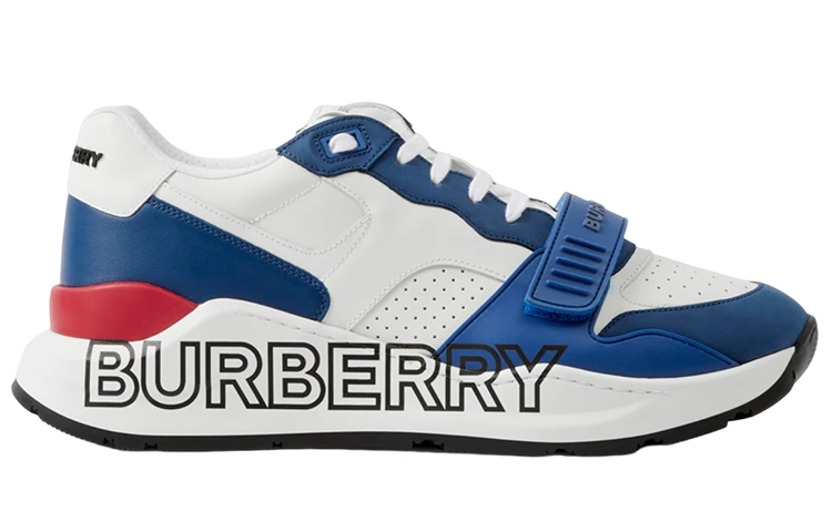 Мужские кроссовки Burberry Logo Print (бело-синие) — фото 2