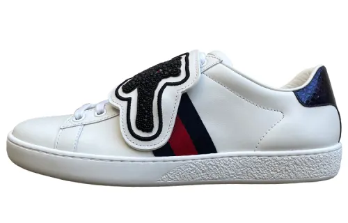 GUCCI Abrasion Resistant Low top Skateboard Shoes Women's White Blue