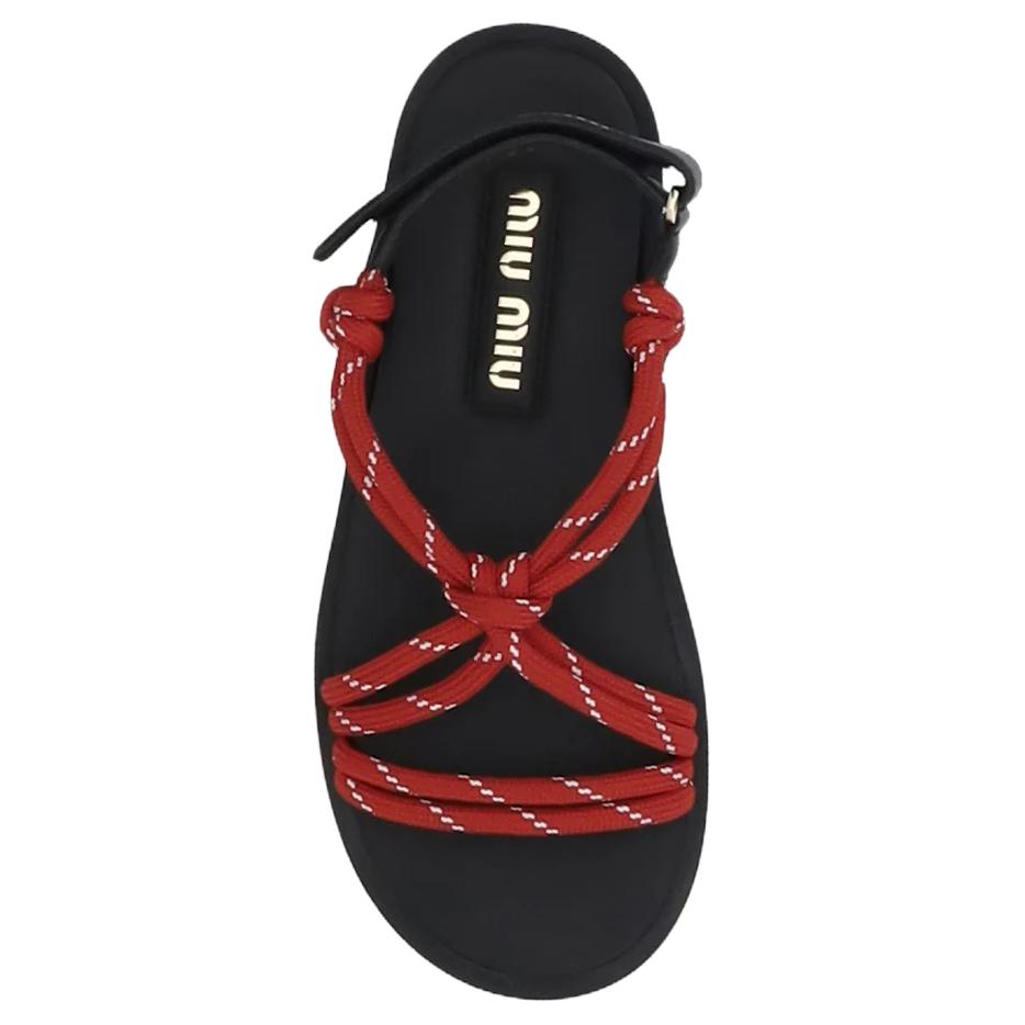MIU MIU Fabric One Strap Sandals Women's Red