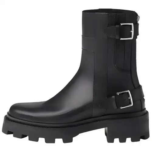 HERMES Jaimy Calfskin Ankle Boots Men's Black