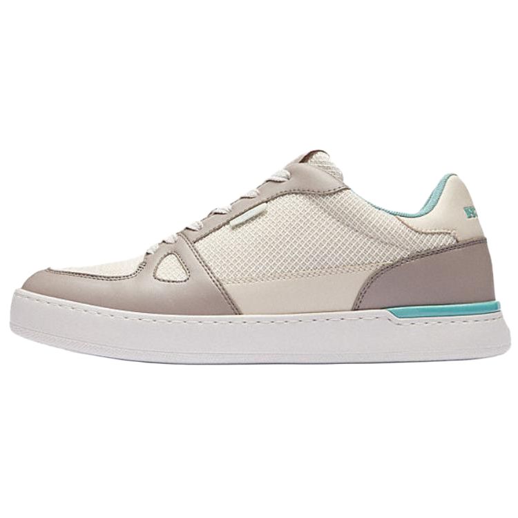 COACH Clip Textile, Synthetic Leather, Split Cow Leather Low top Skateboard Shoes Men's Beige Brown