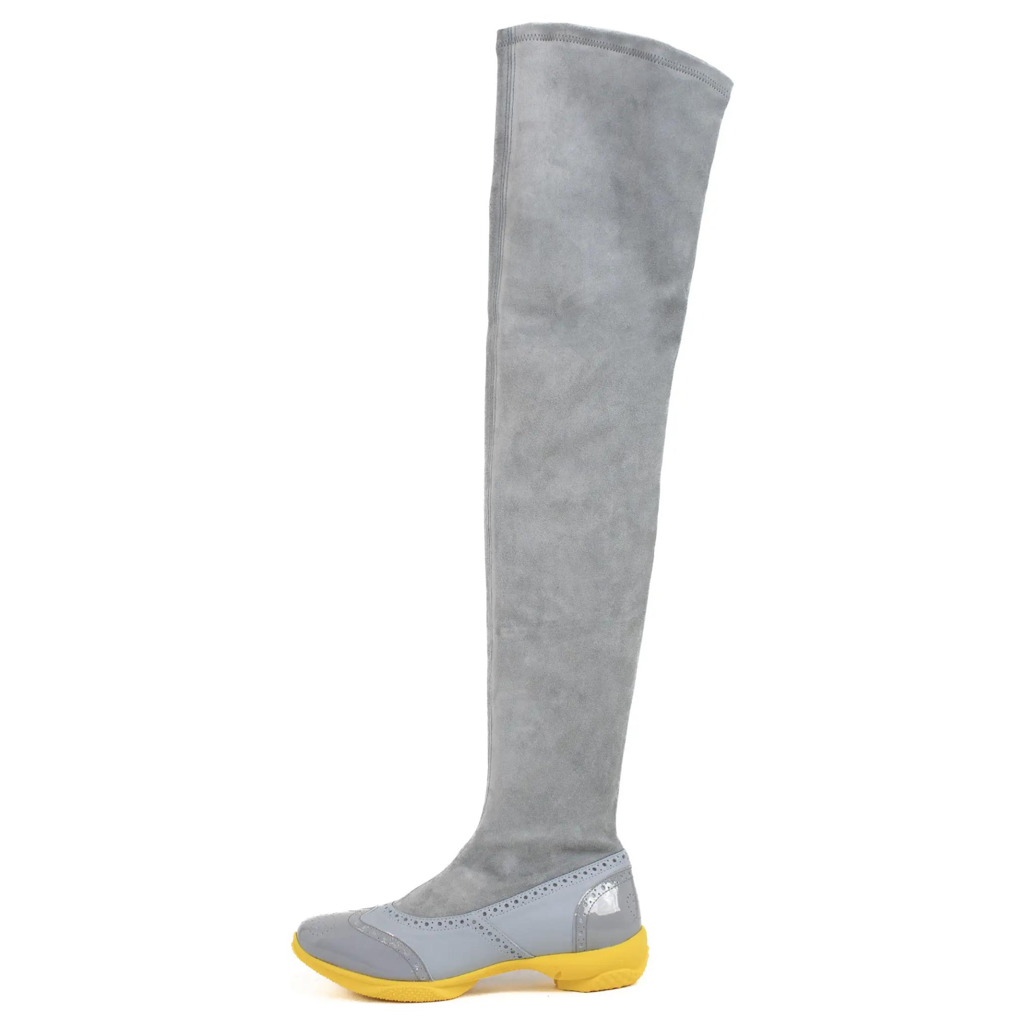 KIKO KOSTADINOV Соня замша с замками ботфорты с круглым носком женский серый