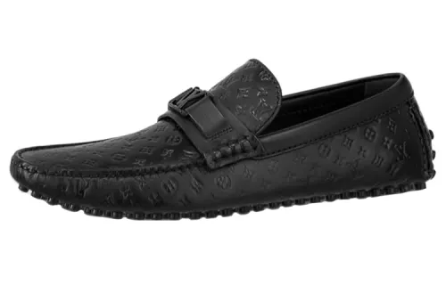 LOUIS VUITTON Hockenheim Moccasin Shoes 'Black Minimonogram'