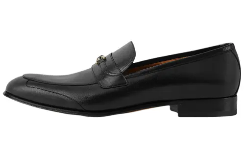 GUCCI Interlocking Leather Casual Loafers Shoes Men's Black