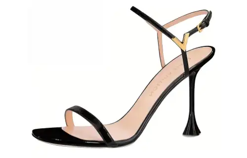 LOUIS VUITTON Blossom Leather One Strap Sandals Women's Black