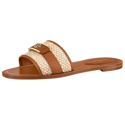 LOUIS VUITTON Lock It Slide Slippers Women's Brown