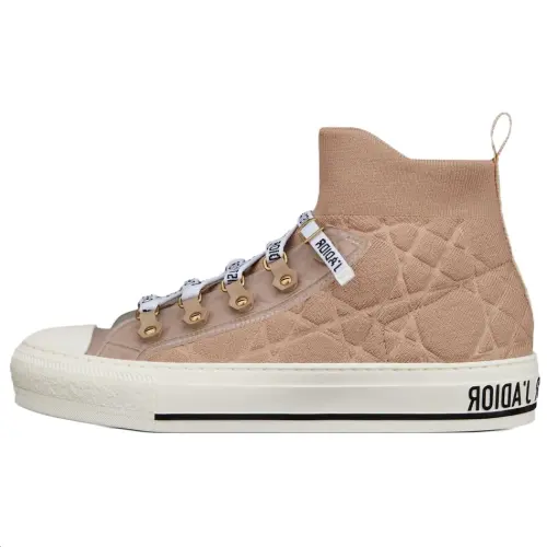 DIOR Walk'n'Dior Platform Shoes Fabric High top Stylish Skateboarding Shoes Women's Beige