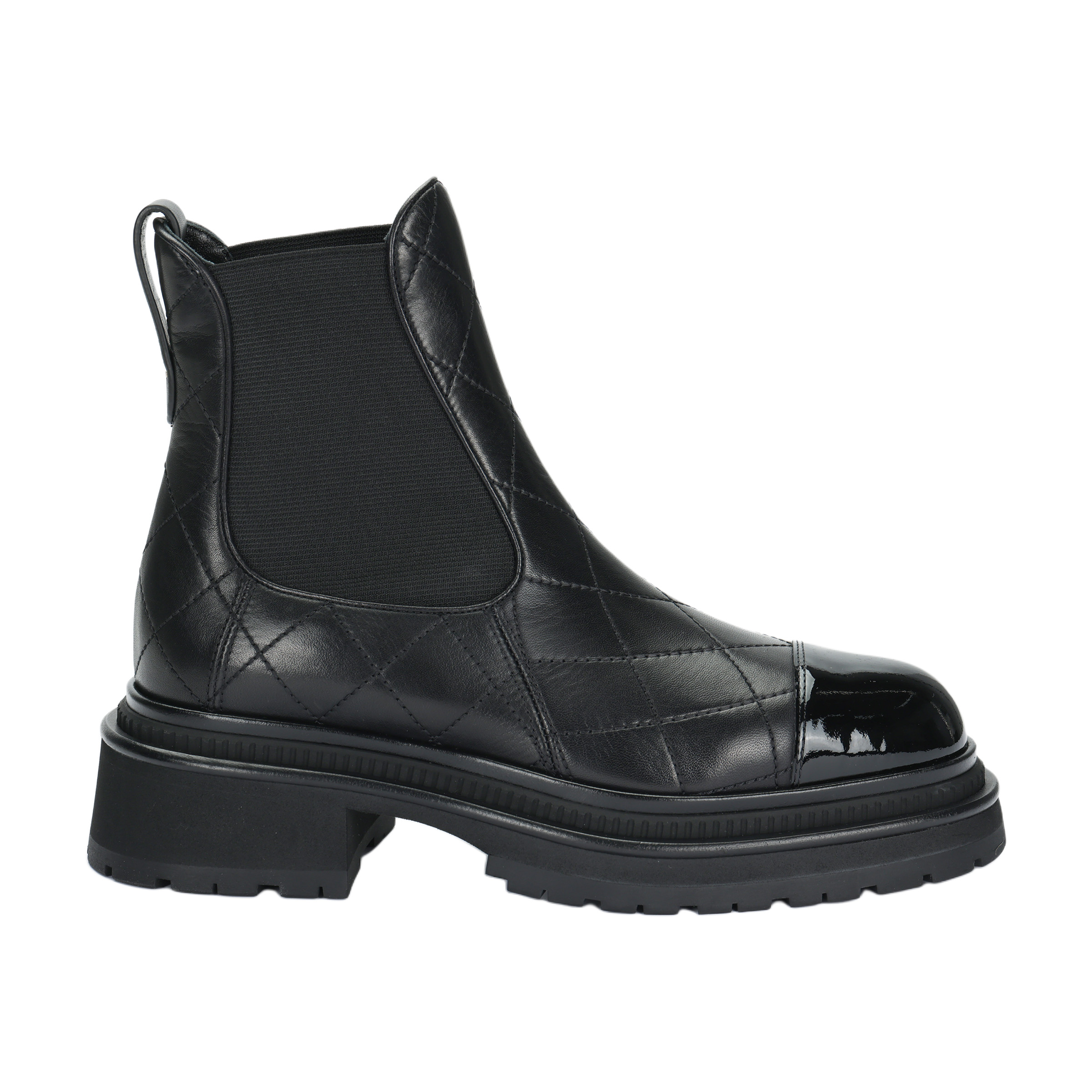 CHANEL Short Chelsea Boots 4cm Women's Black