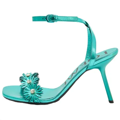 LOEWE Petal Sheepskin One Strap Sandals 9cm Women's Turquoise