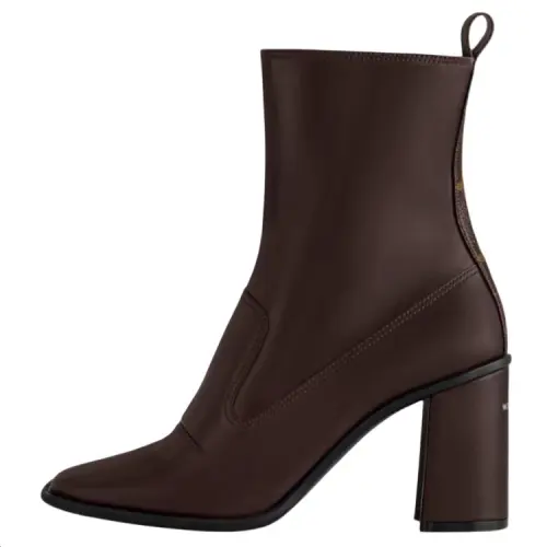 LOUIS VUITTON Berlin Cow Leather Ankle Boots 8.5cm Women's Brown