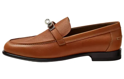 HERMES Destin Leather Women's Casual Shoes Women's Brown