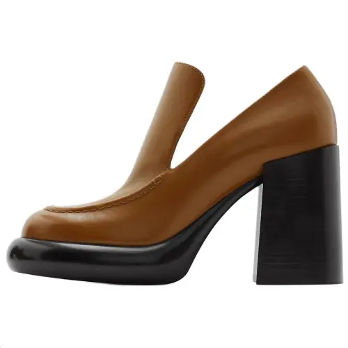 Burberry Chunky Heel High Heels 9.5cm Women's Brown