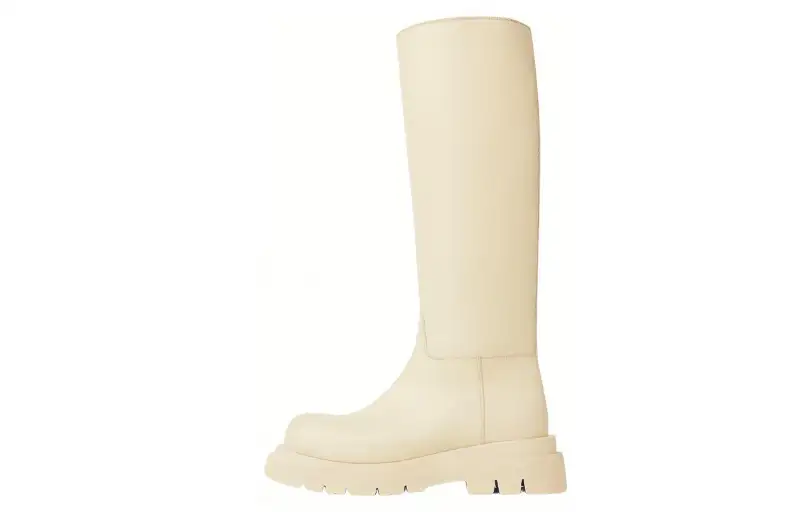 Bottega Veneta Lug Chelsea Leather Fashion Knee high Boots Women's Sea Salt Color