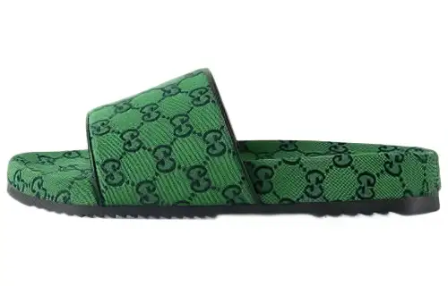 GUCCI Gg Canvas Slide Green Monogram