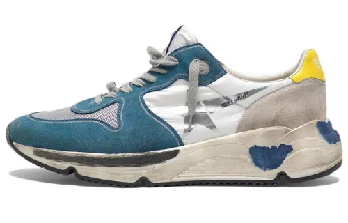 Golden Goose Running Sole Cow Leather Distressed Low top Casual Shoes Men's Blue White