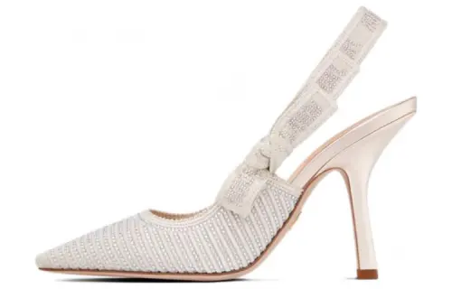 DIOR J'Adior Cotton Fabric High Heels Women's Gold