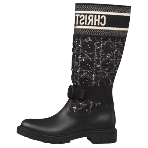 DIOR D Major Leather Ankle Boots Women's Black