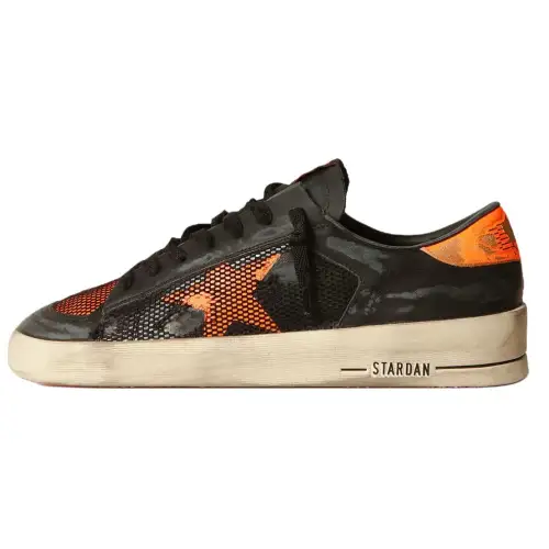 Golden Goose Stardan Leather Low top Skateboard Shoes Men's Black Distressed