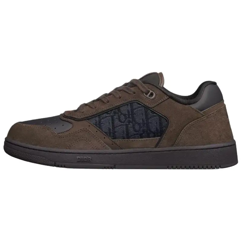 DIOR B27 Uptown Suede Low top Skateboard Shoes Men's Dark Brown