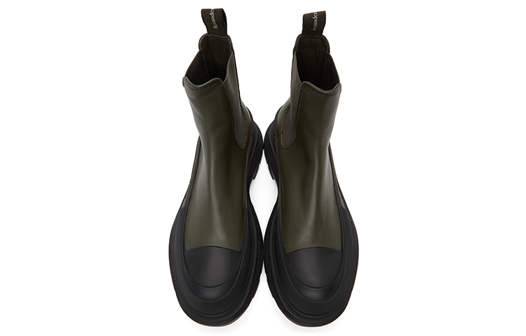 Alexander McQueen Tread Slick Short Chelsea Boots Men's Black Green