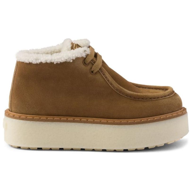PRADA Ankle Length Snow Boots Women's Light Umber
