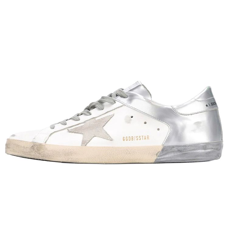 Golden Goose Super Star Skateboard Shoes Men's Silver White