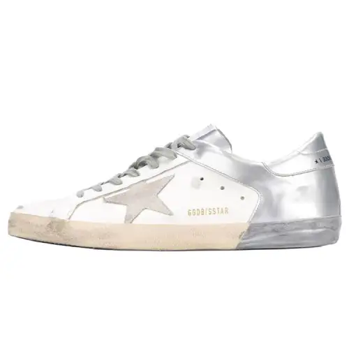 Golden Goose Super Star Skateboard Shoes Men's Silver White