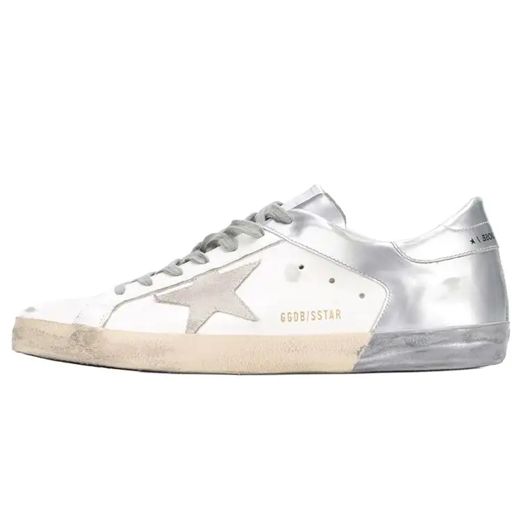 Golden Goose Super Star Skateboard Shoes Men's Silver White
