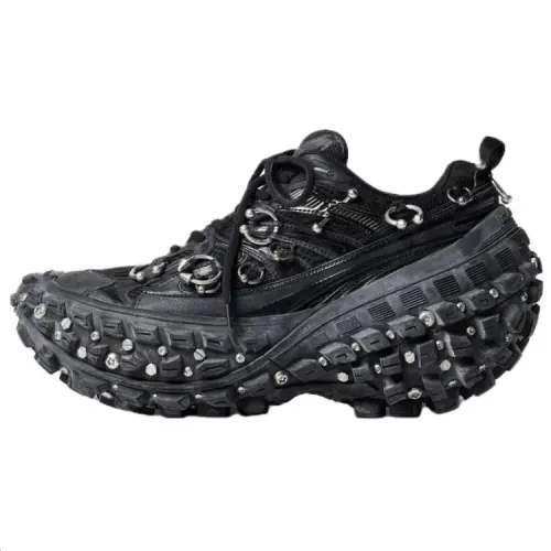 Balenciaga Defender Leather Low top Chunky Sneakers Women's Black