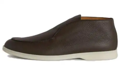 Loro Piana Open Walk Leather Fashion Trend Ankle Boots Men's Dark Brown